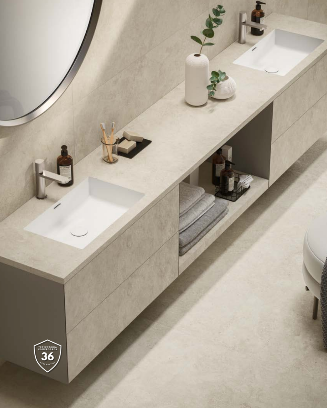  La colección Habitat convierte el baño en un refugio de diseño, donde cada elemento combina estética y funcionalidad.