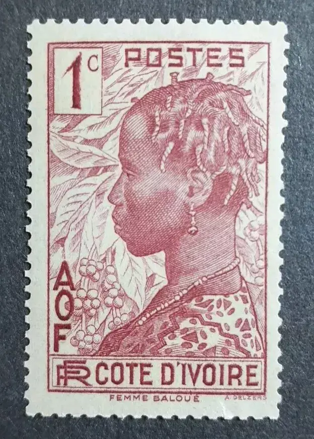 Sello Mujer Baoule, Costa de Marfil 1936 / Colección Afro-Filatélica de Casa Silvana