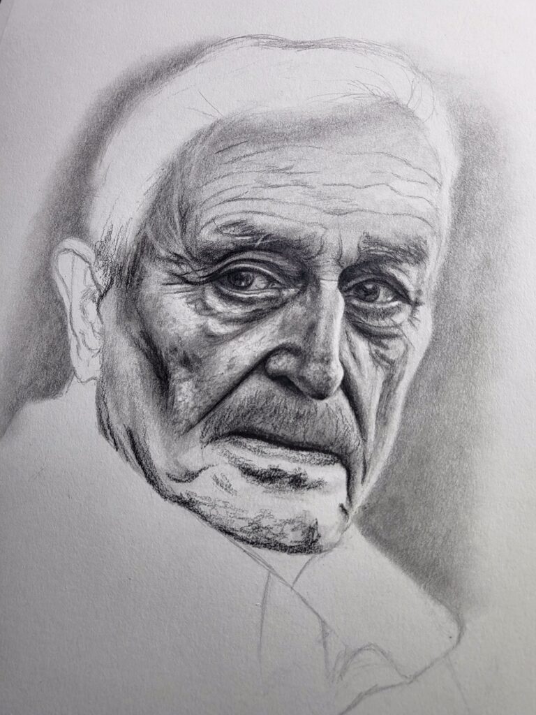 boceto en proceso retrato en grafito