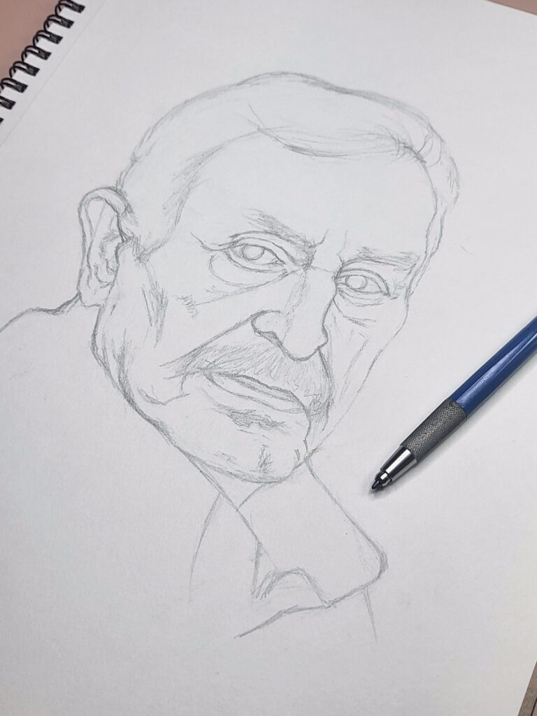 boceto retrato en grafito